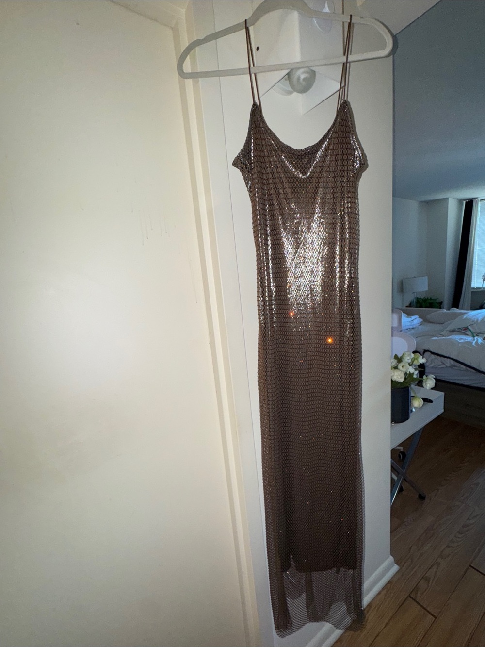 ASOS Bronze Sequin Slip Maxi Dress